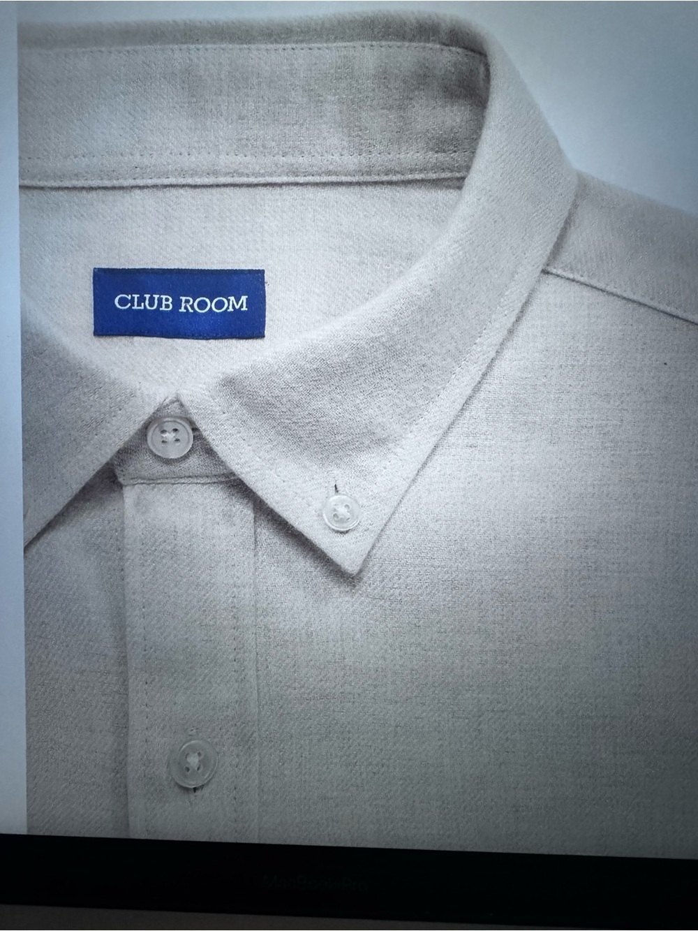 Club Room Men’s Flannel Beige Button-Down Casual Shirt - Picture 3 of 4
